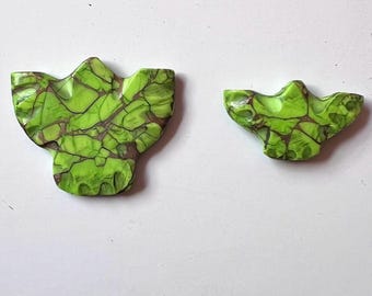 Hand Carved Thunderbird Beads – Kingman Forest Green Dahlia Stone Pendant Beads for Jewelry Making
