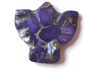 Hand Carved Thunderbird Bead – Purple Blue Dahlia Stone Pendant Bead for Jewelry Making