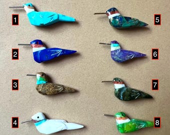Hand Carved Hummingbird Fetish Beads (Multiple Stones Available), Turquoise Bird Carving, Zuni Style, Jewelry Making Supply, Southwest Bead