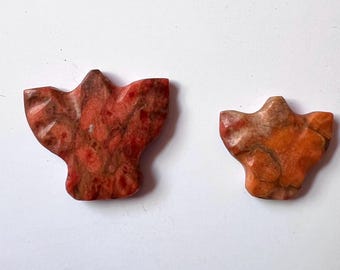 Hand Carved Thunderbird Beads – Apple Coral Stone Pendant Beads for Jewelry Making