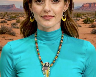 Beautiful Mary Louise Tafoya Mosaic Bird Necklace, Native American jewelry, Southwest jewelry, collectible!