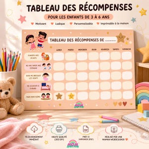 Tableau de récompenses enfant à imprimer, tableau de motivation, Affiche comportement Montessori, Tableau de progrès, Autonomie PDF