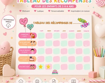 Tableau de Comportement Enfant Personnalisé avec Prénom à Imprimer｜ Motivation, Routine, Progrès, Éducation Positive Montessori｜PDF - France