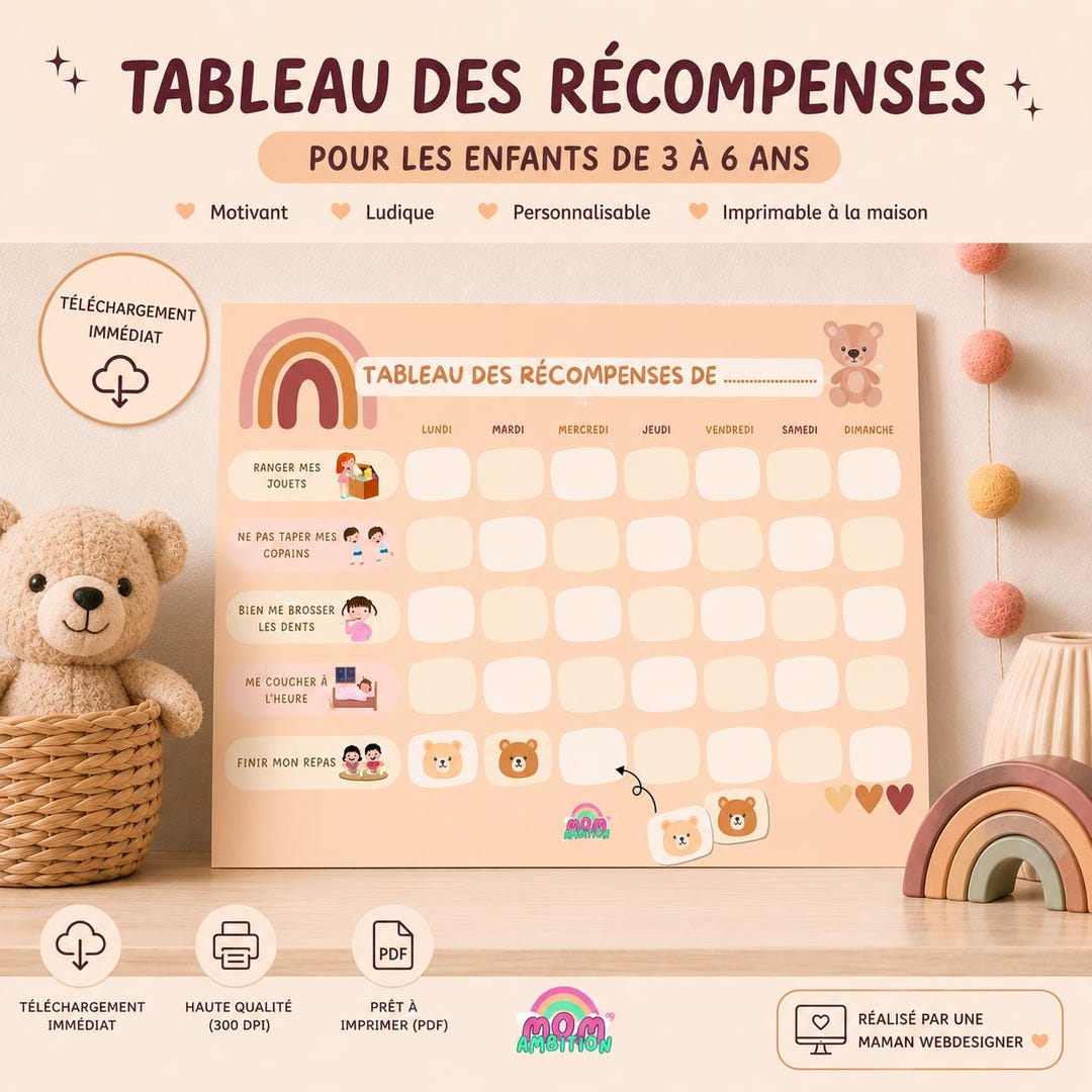 Calendrier Enfant Tableau De Recompense Cocofamily Enfant 3-7 Ans Jeu