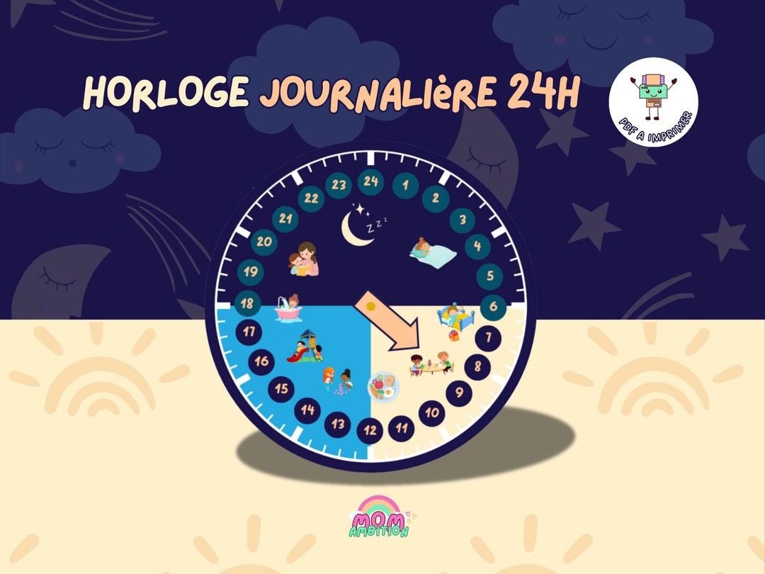 Printable 24-hour Daily Clock for Children | Educational PDF for ...