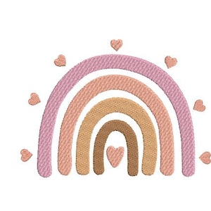 Diseño de bordado Boho Rainbow, archivo de bordado digital arco iris con patrón de bordado de máquina de corazones, descarga instantánea