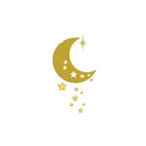 Moon And Stars Machine Embroidery Design | Instant Download | 5 SIZE