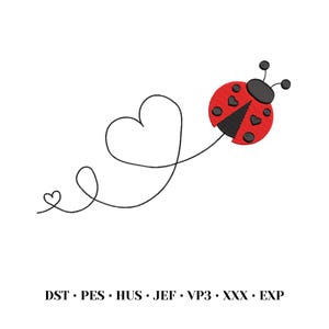 Ladybug Embroidery Design, 4 sizes, Instant Download