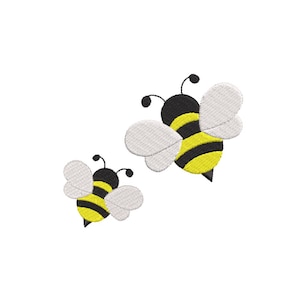 Zwei Mini-Bienen-Stickerei-Design, 5 Größen, Bienen-Maschinenstickerei-Design, Kleine Bienenstickerei, Trendy Stickerei, Kinderstickerei