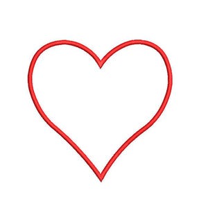 Può includere: Un contorno di cuore rosso su uno sfondo bianco.
