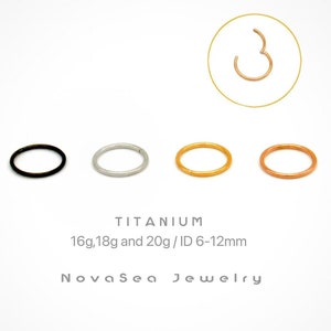20G/18G/16G Titanium Hinged Segment Nose Ring - Septum Ring - Nose Hoops - Hoop Earrings - Seamless Hinged Clicker Hoops - Cartilage Hoop
