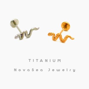 20G/18G/16G Mini Snake Push Pin Labret Stud-Threadless Flat Back Earring-Tragus Stud-Helix Cartilage Stud-Nose Stud-Flat Back Stud