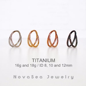 18G/16G Titanium Double Hoop Nose Ring - Nose Hoops - Septum Ring - Hoop Earrings - Cartilage Hoop - Seamless Hinged Clicker Hoop