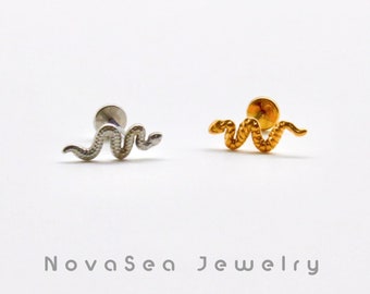 20G/18G/16G Snake Push Pin Labret Stud-Threadless Flat Back Earring-Tragus Stud-Helix Cartilage Stud-Nose Stud-Flat Back Stud