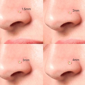 20G/18G/16G CZ Stone Push Pin Labret - Threadless Flat Back Earring - Nose Stud - Flat Back Stud - Tragus Stud - Helix Stud - Cartilage Stud
