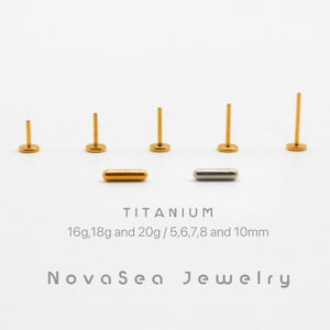 20G/18G/16G Bar Push Pin Labret Stud - Threadless Flat Back Earring - Nose Stud - Flat Back Stud - Tragus Stud - Helix Cartilage Stud