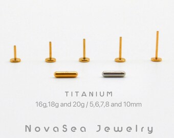 20G/18G/16G Bar Push Pin Labret Stud - Threadless Flat Back Earring - Nose Stud - Flat Back Stud - Tragus Stud - Helix Cartilage Stud