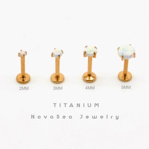 20G/18G/16G Opal Push Pin Labret Stud-Threadless Flat Back Earring-Tragus Stud-Helix Cartilage Stud-Nose Stud-Flat Back Stud
