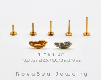 20G/18G/16G Feather Push Pin Labret Stud-Threadless Flat Back Earring-Tragus Stud-Helix Cartilage Stud-Nose Stud-Flat Back Stud