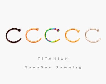 Offene C Form Nasenring Hoop Ring - 20G 18G Titan Nasenring - Flat End Nose Hoop - Nasenring Hoop - Nase Piercing - 8 MM 10 MM - Nostrill Hoop