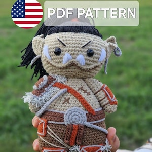 Haakpatroon amigurumi orka – zelfstudie fantasie pluche pop, doe-het-zelf geekcadeau, leuk handgemaakt gehaakt speelgoed, uniek fantasiewezen