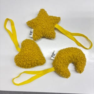 Fopspeenhouder – 3 stuks – ster, maan of hart – handgemaakt pasgeboren cadeau