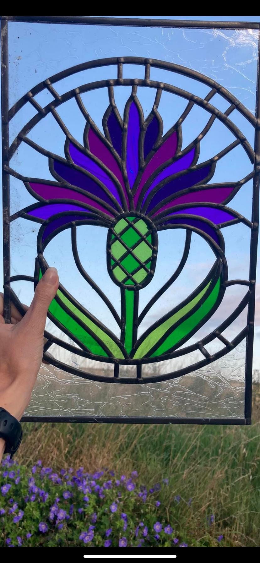Tiffany Style Stained Glass Window Hangings Large Round