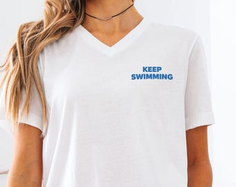 V-Neck Keep Swimming T-Shirt, BTS Lyrics T-Shirt, Trendy Tee, Gift for KPop Lover, BTS Song Army Tee, KPop Concert Outfit