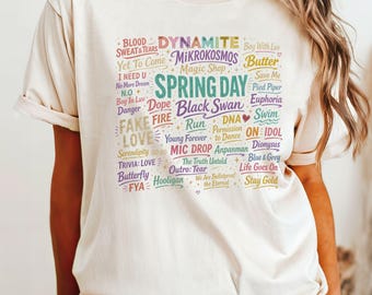 BTS Songs T-Shirt, Oversized Comfort Colors® Streetwear, Korean Language, Kpop Merch TShirt, Trendy Tee, Spring Day