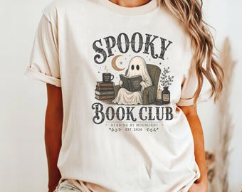 Spooky Book Club Shirt, Comfort Colors Halloween Tee, Ghost Reading Shirt, Book Lover Gift, Cozy Fall Shirt