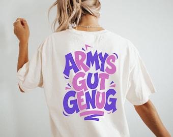 Koszulka BTS Armys Gut Genug, luźna koszulka, koszulka z gadżetami K-pop, modna koszulka, koszulka Comfort Colors®, estetyczna koszulka, strój na koncert K-popu