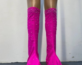 Velvet Skate Shoe Covers with Rhinestones | Figure Roller Skating Boot Accessories