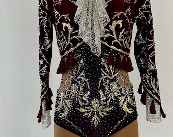 Rhythmic Gymnastics Leotard rhinestones featuring, mesh details, and decorative accents- Custom example