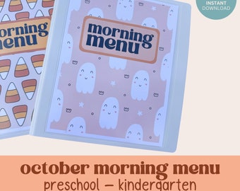 October Morning Menu | Halloween Morning Menu Pages | Pre-k & Kindergarten Morning Menu | Spooky Themed Morning Menu | Kindergarten At Home