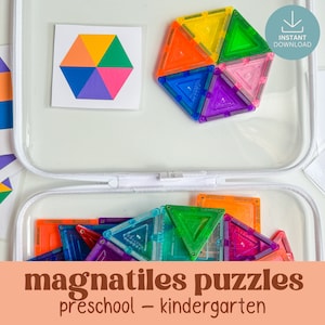 Modèles de tuiles magnétiques | d'activités en mosaïque aimantée | casse-tête | Imprimables | Blocs de construction pour tout-petits | Idées d'activités animées | Préscolaire