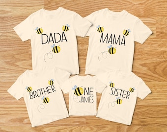 Bee First Birthday Family Matching Shirts, 1st Bumble Bee Birthday Tee, Queen Bee Day, Hap Bee Theme Birthday, One Bee Birthday Outfit