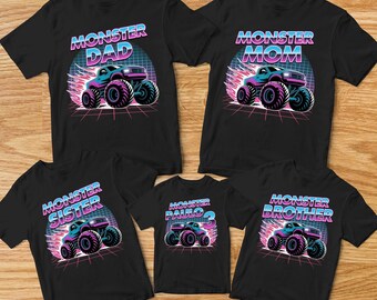 Monster truck birthday shirt, Customized monster truck birthday shirt, family monster truck, personalized monster truck, truck birthday