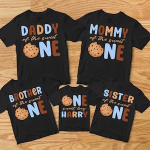 One Sweet Boy Cookies and Milk 1st Birthday Shirts, Sweet One Family Matching First Birthday Tshirt, Milk and Cookie Theme Birthday Tees