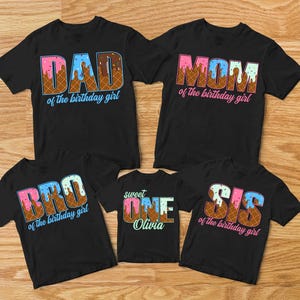 Sweet One Mom Dad Bro Sis of the Birthday Girl Matching T-Shirts, Family Ice Cream Birthday shirts, Personalized Icecream Birthday bodysuit