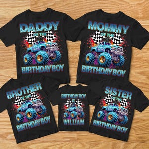 Monster Truck Birthday Shirt, Family Birthday Truck Shirt, Birthday Boy Monster Truck Shirt, Custom Monster Truck Birthday Shirt, Cars Bday