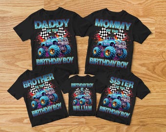 Monster Truck Birthday Shirt, Family Birthday Truck Shirt, Birthday Boy Monster Truck Shirt, Custom Monster Truck Birthday Shirt, Cars Bday