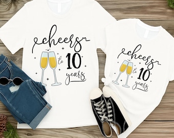 Cheers To Anniversary Shirt, Matching Anniversary Shirts, Custom Anniversary Shirt Gift For Couple, Wifey and Hubby Shirts, Husband and Wife