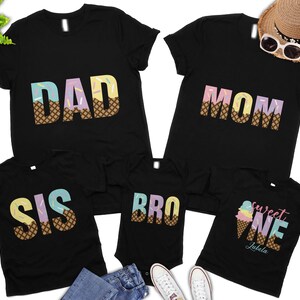Family Ice Cream Theme Birthday Shirts, Mom Dad Bro Sis Family Ice Cream Birthday Shirts, Matching Ice Cream Birthday Shirts, Girls Birthday