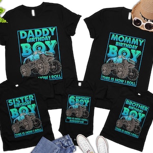 Monster Truck Birthday Shirt,Birthday Family Monster Truck Tee,This Is How I Roll Birthday Truck Shirt, Custom Monster Truck Birthday Shirt