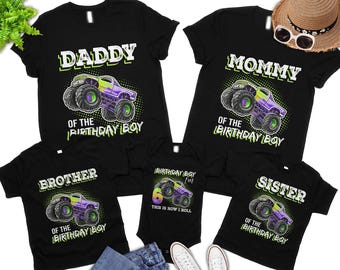 Monster truck birthday shirt, Customized monster truck birthday shirt, family monster truck, personalized monster truck, truck birthday