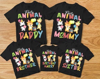 Party Animal Shirt, Zoo Birthday Party Shirts, Matching Family Birthday Shirts, Safari Animals Birthday Decoarations, Party Animals t shirt