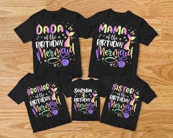 Mermaid Birthday Family Matching Shirts, Mermaid Birthday Family Shirt, Mermaid Family Tee, Birthday Girl Mermaid Party Shirt, Rainbow Theme