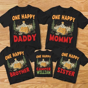 One happy Camper, camping 1st birthday, first birthday shirt, camping first birthday, camping theme, one happy camper matching family tees