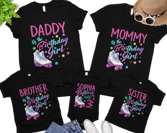 Roller Skate Party, Skate Birthday Shirt, Birthday Shirt for Girl, Matching Family shirts Roller Skating TShirt,Rolling into 3 Birthday Girl