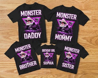 Birthday Family Monster Truck Megalodon Shirt, Monster Truck Are My Jam Shirt, Truck Lover Shirt, Birthday Shirt, Gift For Mom, Custom Shirt